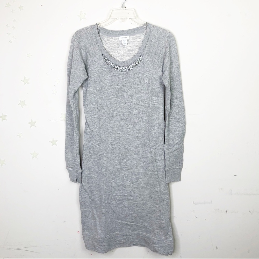 𝅺Kenar grey rhinestone long sleeve dress